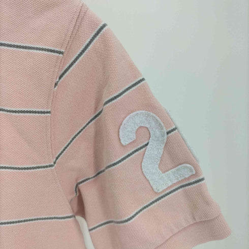 エディーバウアー Eddie Bauer 星条旗刺繍 ロゴワッペン ボーダー S/S ポロシャツ メンズ import:XS