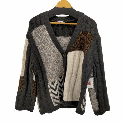 ザラ ZARA パッチワーク ニットカーディガン レディース import:L