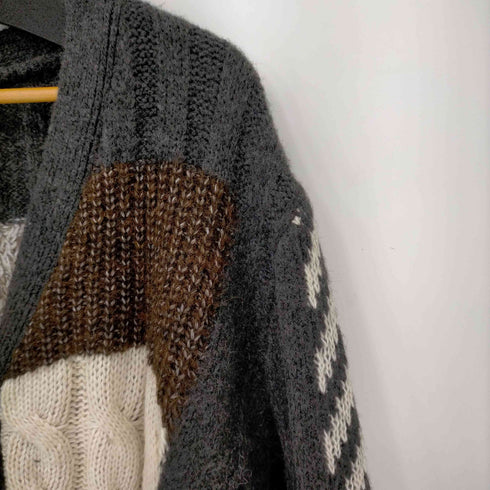 ザラ ZARA パッチワーク ニットカーディガン レディース import:L