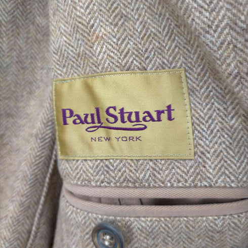 ポールスチュアート Paul Stuart イタリア製ヘリンボーンテーラードミリタリージャケット メンズ JPN:48