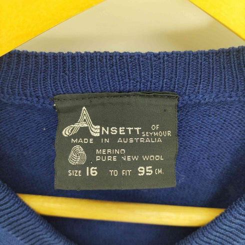 Ansett オーストラリア製 Pure New Wool Vネック プルオーバー ニット メンズ 16