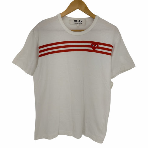 プレイコムデギャルソン PLAY COMME des GARCONS CDG PLAY HEART S/S TEE ハート ロゴ ボーダー プリント 半袖 Tシャツ メンズ JPN:L