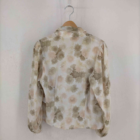 襟フリル 花柄シャツ レディース