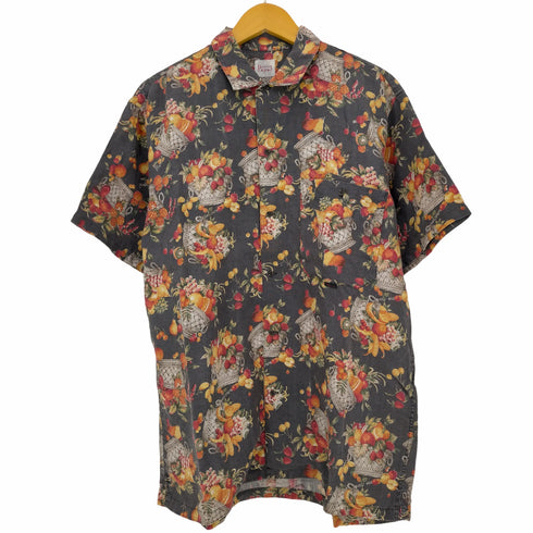 パパス papas リネン100 フルーツ柄 シャツ メンズ import:M