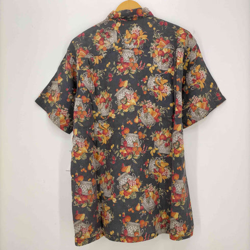 パパス papas リネン100 フルーツ柄 シャツ メンズ import:M