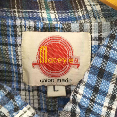 マックアイ Maceye パッチワーク ボタンダウンチェックシャツ メンズ import:L