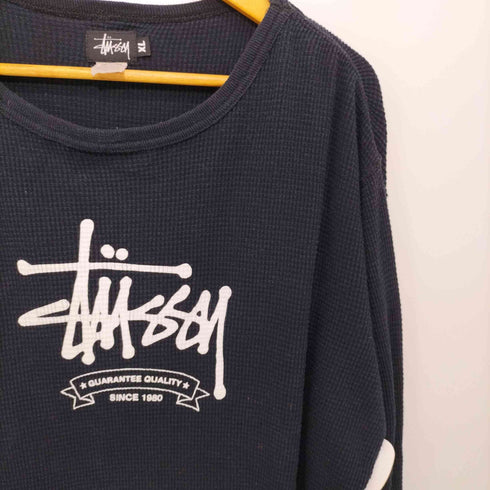 ステューシー Stussy 80s 黒タグ USA製 フロントロゴサーマルTシャツ メンズ import:XL
