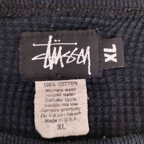 ステューシー Stussy 80s 黒タグ USA製 フロントロゴサーマルTシャツ メンズ import:XL