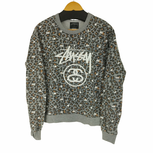 ステューシー Stussy フロントロゴ刺繍 マルチデザインプリント レオパードスウェット メンズ JPN:M