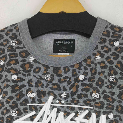 ステューシー Stussy フロントロゴ刺繍 マルチデザインプリント レオパードスウェット メンズ JPN:M