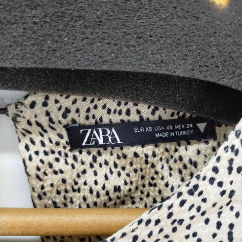 ザラ ZARA レオパード柄 長袖ワンピース シワ加工 レディース JPN:XS