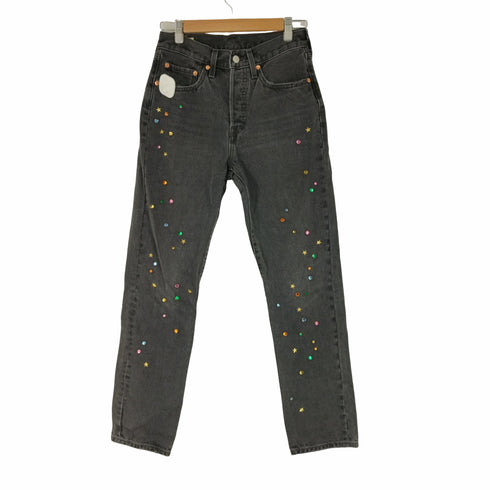リーバイス Levis LEVI'S PREMIUM 501 ビジューデザイン ブラックストレートデニム レディース W26 L30