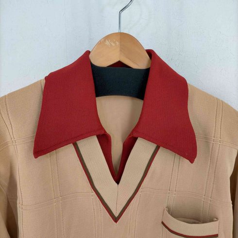 モンゴメリーワード MONTGOMERY WARD 70S 襟付き Vネック 襟付きニット メンズ import:L