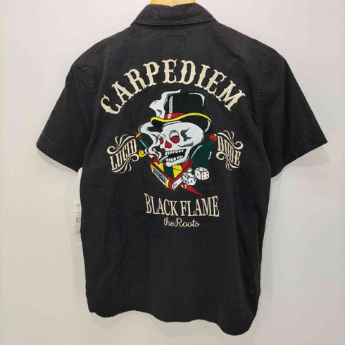 ブラックフレイム BLACK FLAME 背面スカル刺繍半袖シャツ メンズ 15 1/2