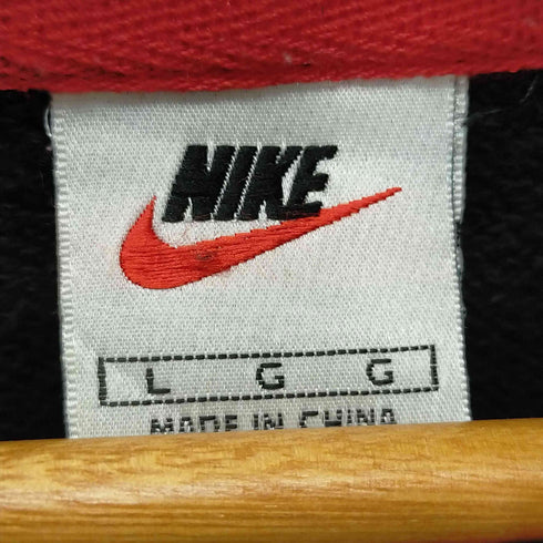 ナイキ NIKE 90S ハーフジップ袖ラインフーディー スウォッシュ刺繍 銀タグ メンズ import:L