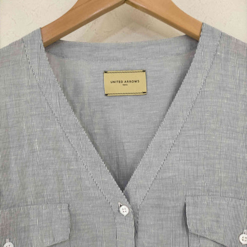 ユナイテッドアローズ UNITED ARROWS リネン混 ベルト付き ストライプシャツワンピース レディース