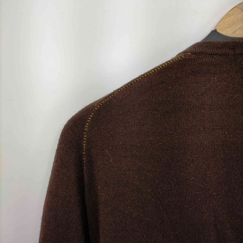 バーバリーブラックレーベル BURBERRY BLACK LABEL ロゴ刺繍ヘンリーネックウールニット メンズ JPN:3