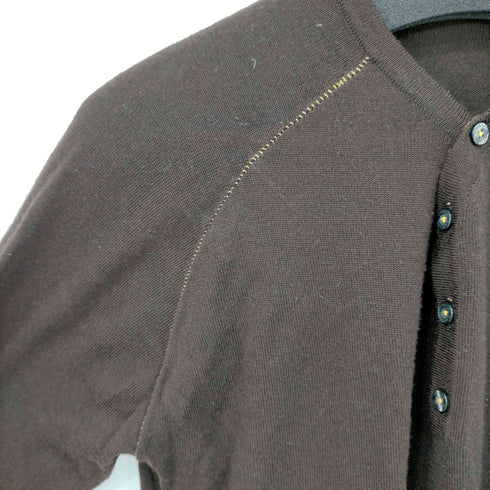 バーバリーブラックレーベル BURBERRY BLACK LABEL ロゴ刺繍ヘンリーネックウールニット メンズ JPN:3