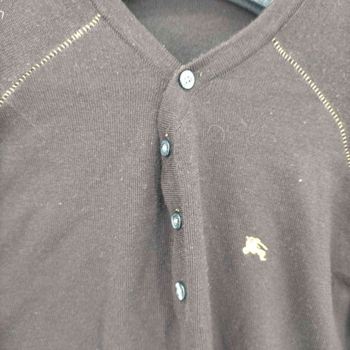 バーバリーブラックレーベル BURBERRY BLACK LABEL ロゴ刺繍ヘンリーネックウールニット メンズ JPN:3