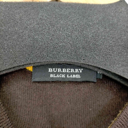 バーバリーブラックレーベル BURBERRY BLACK LABEL ロゴ刺繍ヘンリーネックウールニット メンズ JPN:3