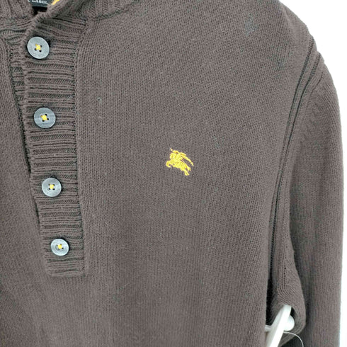 バーバリーブラックレーベル BURBERRY BLACK LABEL ロゴ刺繍ウールハーフボタンニット メンズ JPN:3