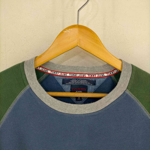 トミージーンズ tommy jeans ロゴ刺繍×プリント ラグランスウェット メンズ import:M