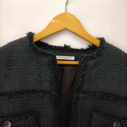 ビューティーアンドユースユナイテッドアローズ BEAUTY & YOUTH UNITED ARROWS コットンツイード ノーカラー ジャケット レディース JPN:S