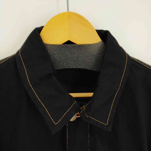 プリズンブルー PRSN BLU ブラックデニムステッチワークカバーオール メンズ import:M