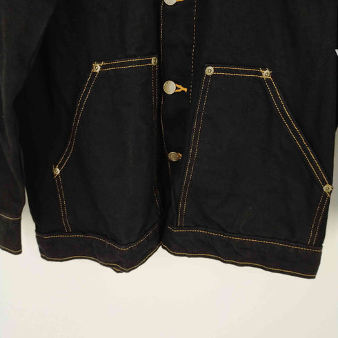 プリズンブルー PRSN BLU ブラックデニムステッチワークカバーオール メンズ import:M