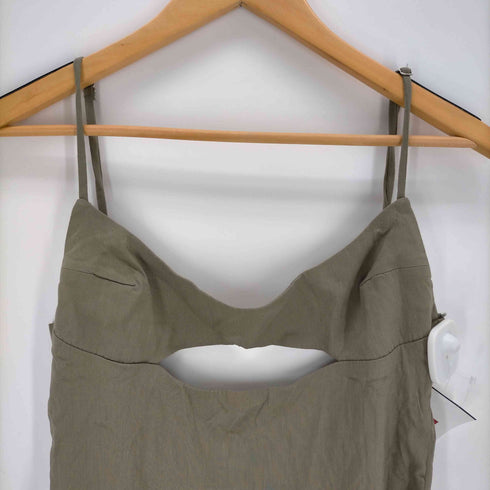 ザラ ZARA Sage Cut Out Linen Blend Midi Dress レディース S
