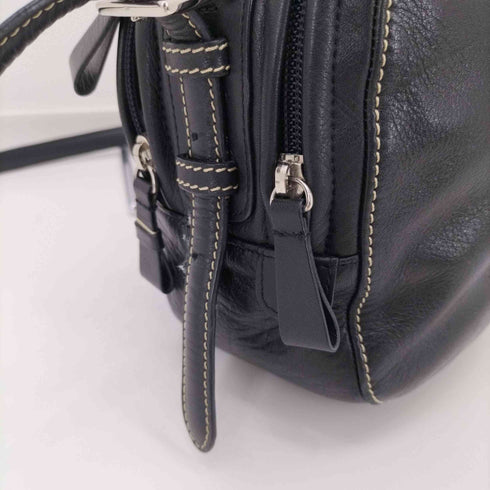 アニエスベーボヤージュ agnes b. VOYAGE 白ステッチレザーショルダーバッグ レディース