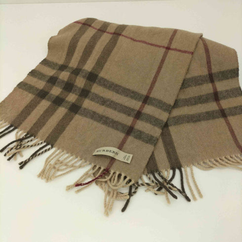 バーバリーズ BURBERRYS カシミヤ100 ブラウンチェックマフラー レディース 168×30