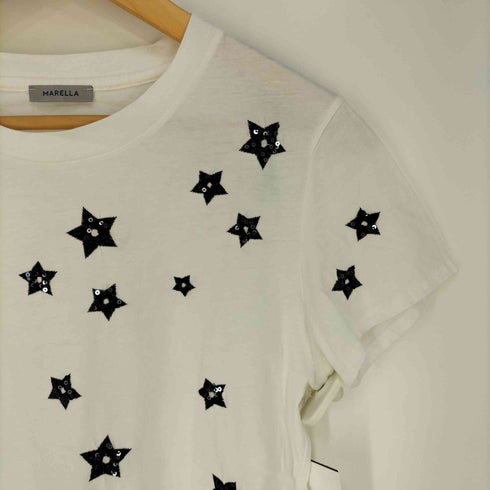 マレーラ MARELLA スパンコール 星柄 クルーネックTシャツ レディース