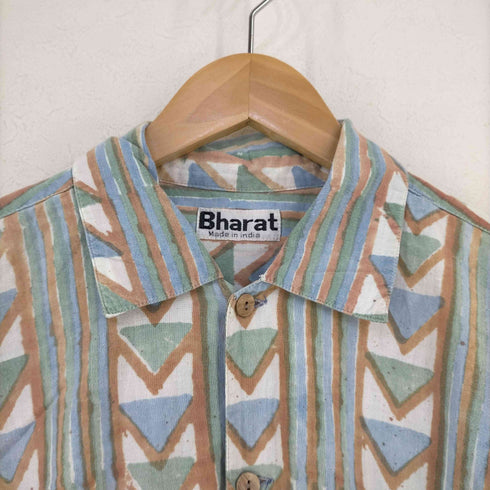 Bharat インド綿 総柄 S/S シャツ メンズ