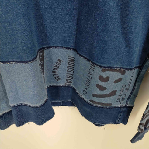 ギャップ Gap パッチワークプリントクルーネックスウェット インディゴ メンズ JPN:M