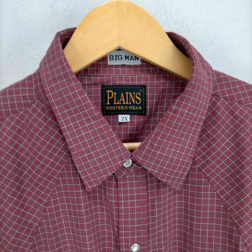 プレインズ PLAINS 格子柄 半袖ウエスタンシャツ メンズ 2X