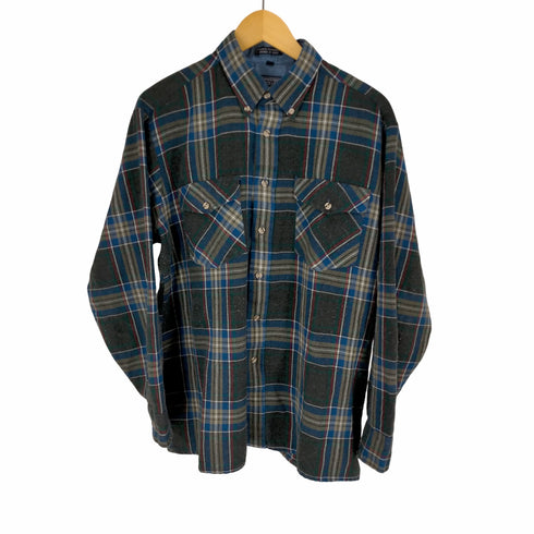 ヴァンヒューゼン VAN HEUSEN 80~90S チェックウールネルボタンダウンシャツ ボックスシルエット メンズ JPN:L