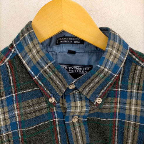 ヴァンヒューゼン VAN HEUSEN 80~90S チェックウールネルボタンダウンシャツ ボックスシルエット メンズ JPN:L