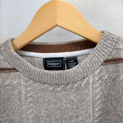ハガークロージング HAGGAR 格子柄コットンニット メンズ JPN:L