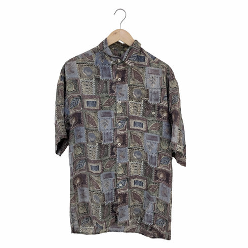 フルギ BURMA BIBAS シルク100 レトロ柄 S/S シャツ メンズ import:S