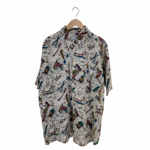総柄 シルク S/S シャツ メンズ import:L