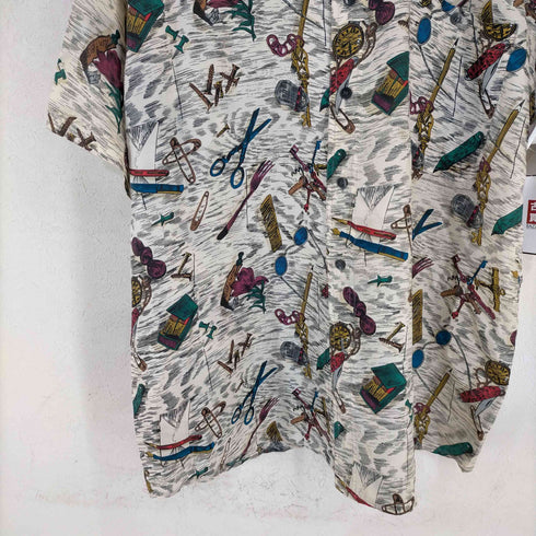 総柄 シルク S/S シャツ メンズ import:L