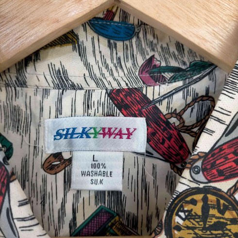 総柄 シルク S/S シャツ メンズ import:L