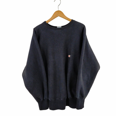チャンピオン Champion USA製 刺繍タグ REVERSE WEAVE 目あり ブラック クルーネックスウェット メンズ import:L