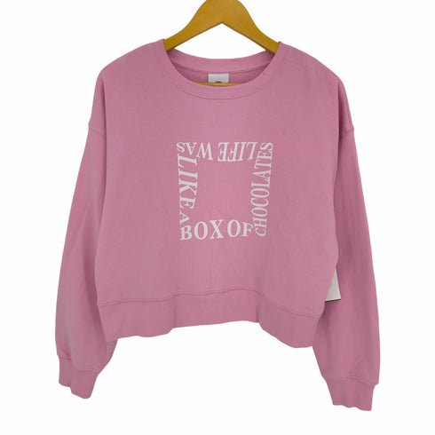 グッドウェア good wear LIFE WAS LIKE A BOX CHOCOLATES クロップド メッセージプリント クルーネックスウェット レディース FREE