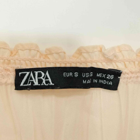 ザラ ZARA ウエストギャザー フリルデザインロングワンピース レディース import:S