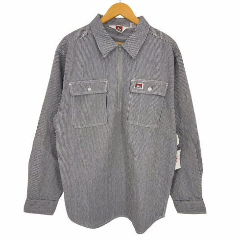 ベンデイビス BEN DAVIS HICKORY HALF ZIP L/S ヒッコリーストライプ ハーフジップ ワークシャツ メンズ import:L