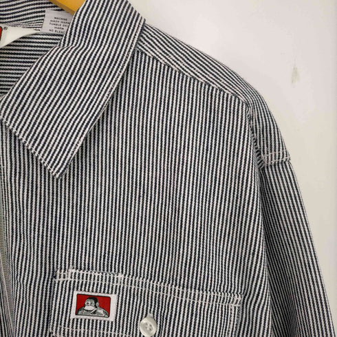 ベンデイビス BEN DAVIS HICKORY HALF ZIP L/S ヒッコリーストライプ ハーフジップ ワークシャツ メンズ import:L