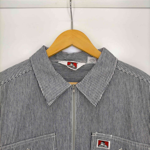ベンデイビス BEN DAVIS HICKORY HALF ZIP L/S ヒッコリーストライプ ハーフジップ ワークシャツ メンズ import:L