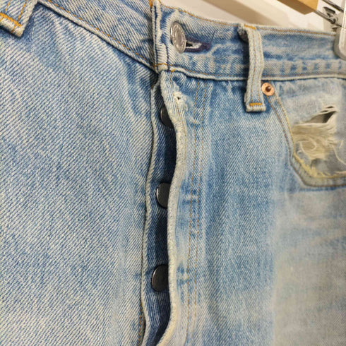 リーバイス Levis 95年製 USA製 501 脇割り ボタンフライストレートデニムパンツ クラッシュ デストロイ メンズ 34×30